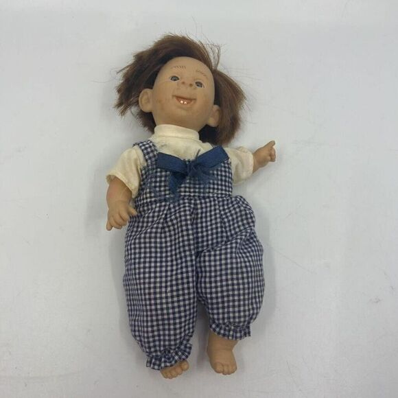 Vintage Gi-Go Toys Boy Doll Baby Gingham Blue Outfit Bean Bag My Pal 9" - Picture 1 of 11